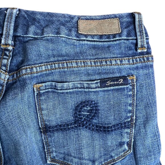 Seven 7 For All Mankind Low Rise Bootcut Flare Hem Jeans Womens 27 Mid Wash - Picture 6 of 11